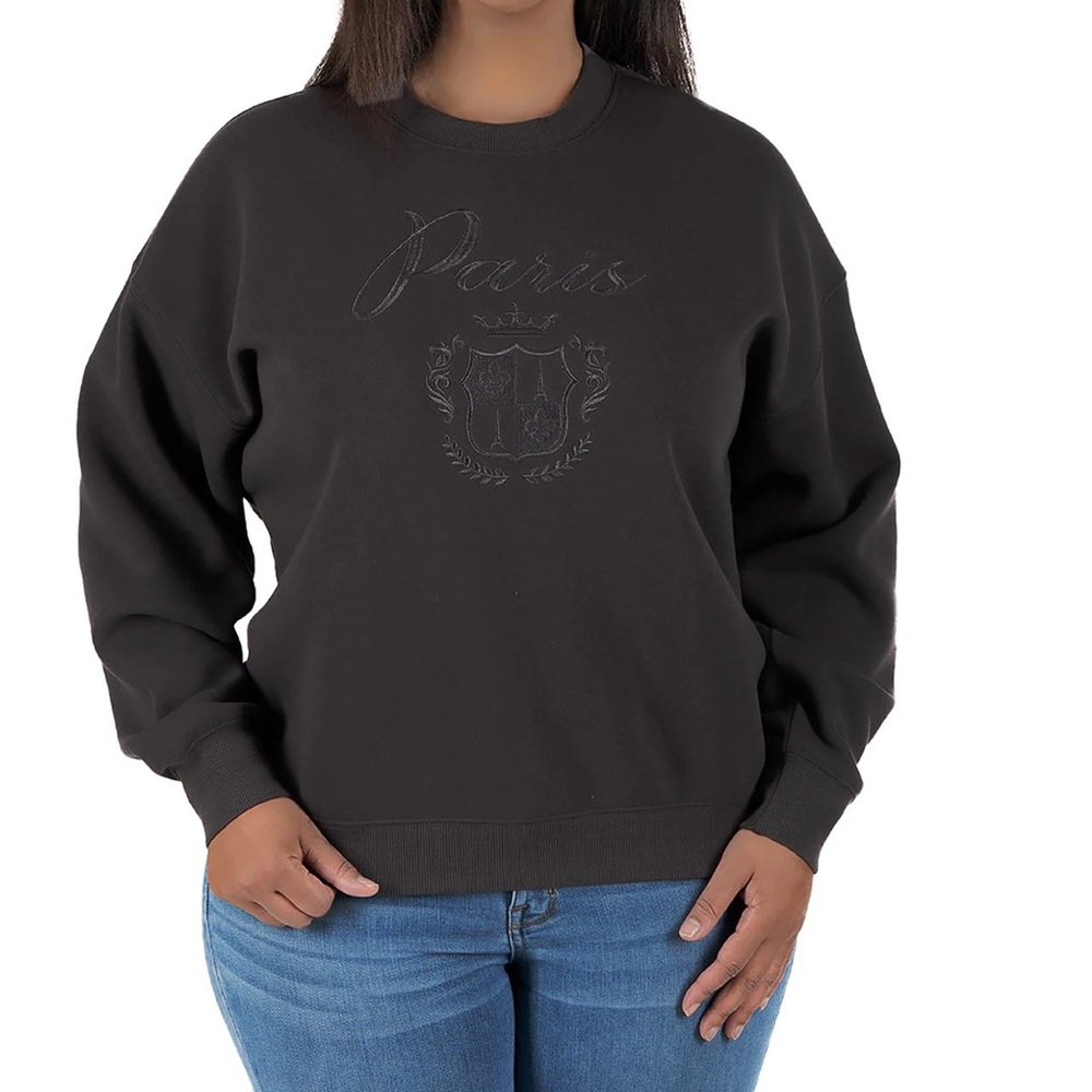 Paris Women Crew-neck sweater. Dark gray, size Medium.